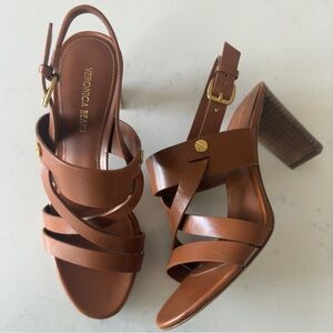 New Veronica Beard Gwynn Honey leather strappy sandal size: 6